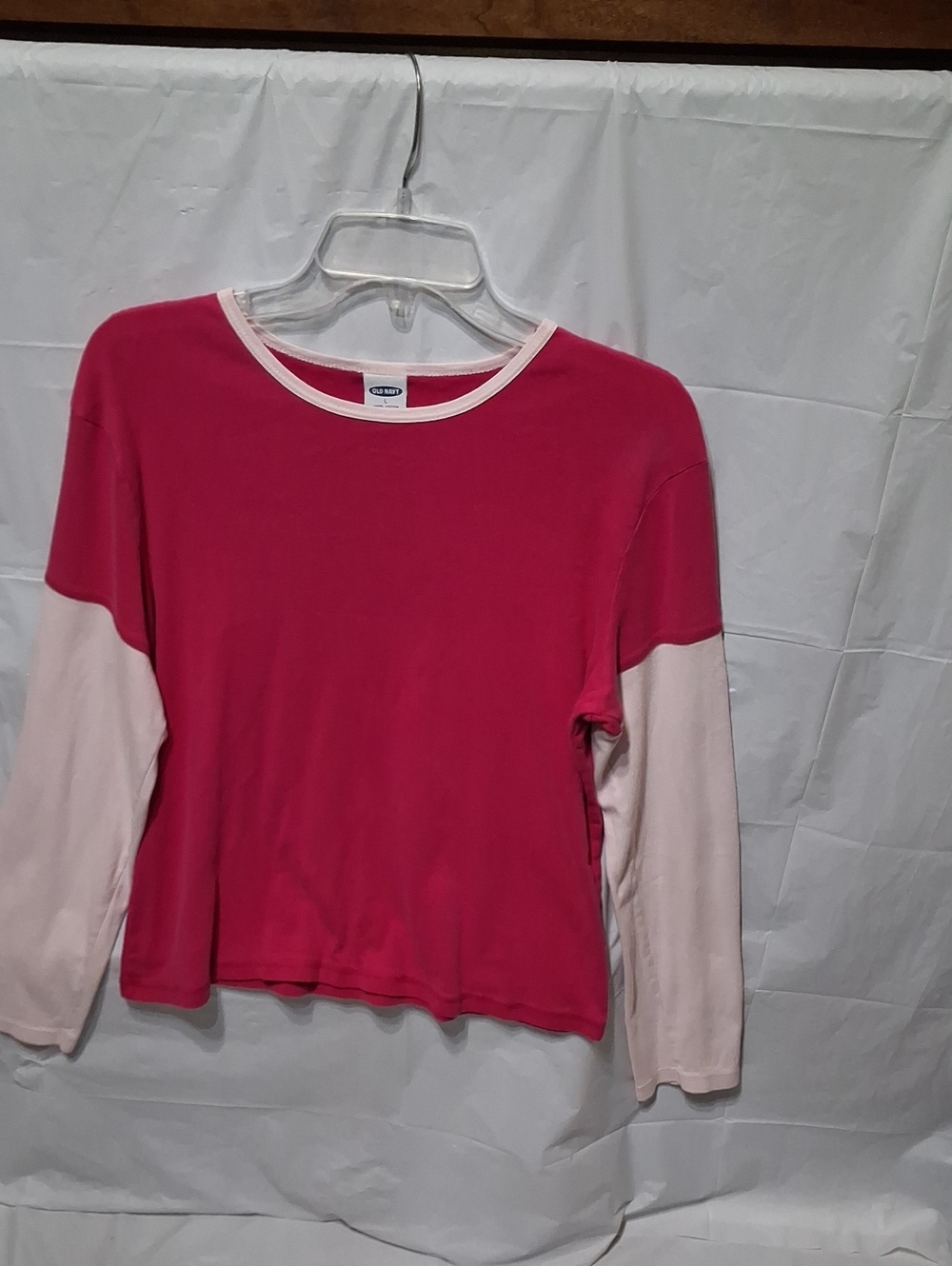 💥Vintage Y2K Old Navy Faux Layered Long Sleeve Top Pink Colorblock Large💥